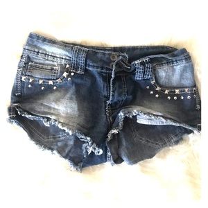 Angel Studded Jean Shorts